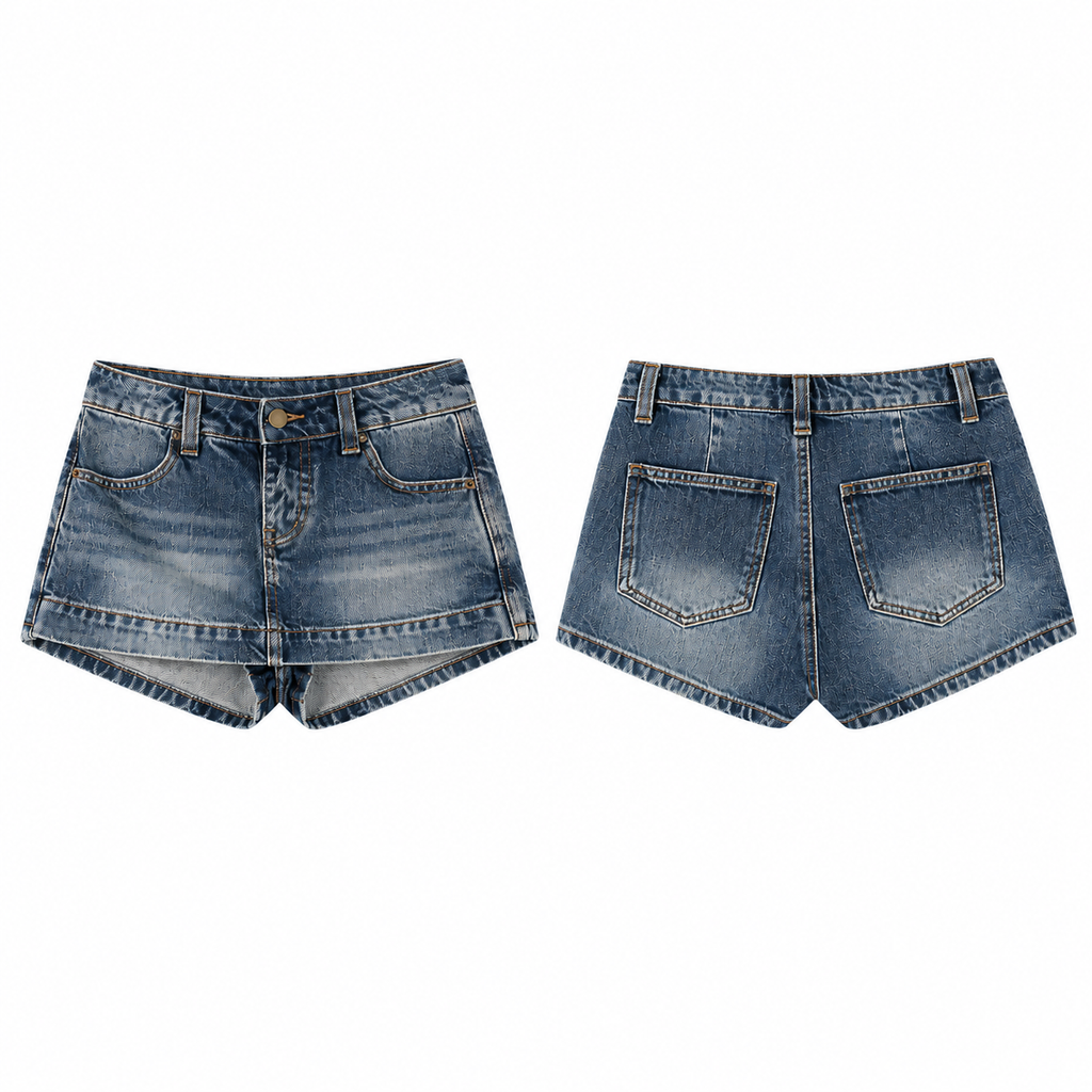 Low Rise Denim Shorts