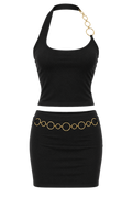 Black Gold Chain Skirt Set