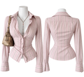 Pink Pinstripe Fitted Blouse