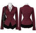 Burgundy Pinstripe Fitted Blazer