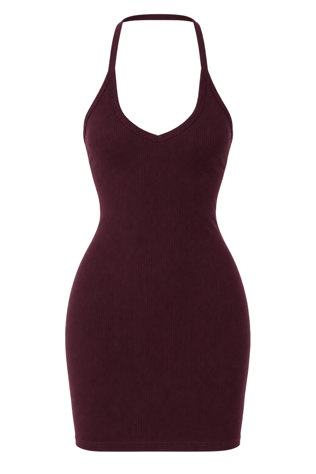 Burgundy Ribbed Mini Dress