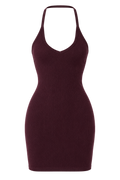 Burgundy Ribbed Mini Dress