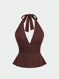 Ribbed Halter Peplum Top
