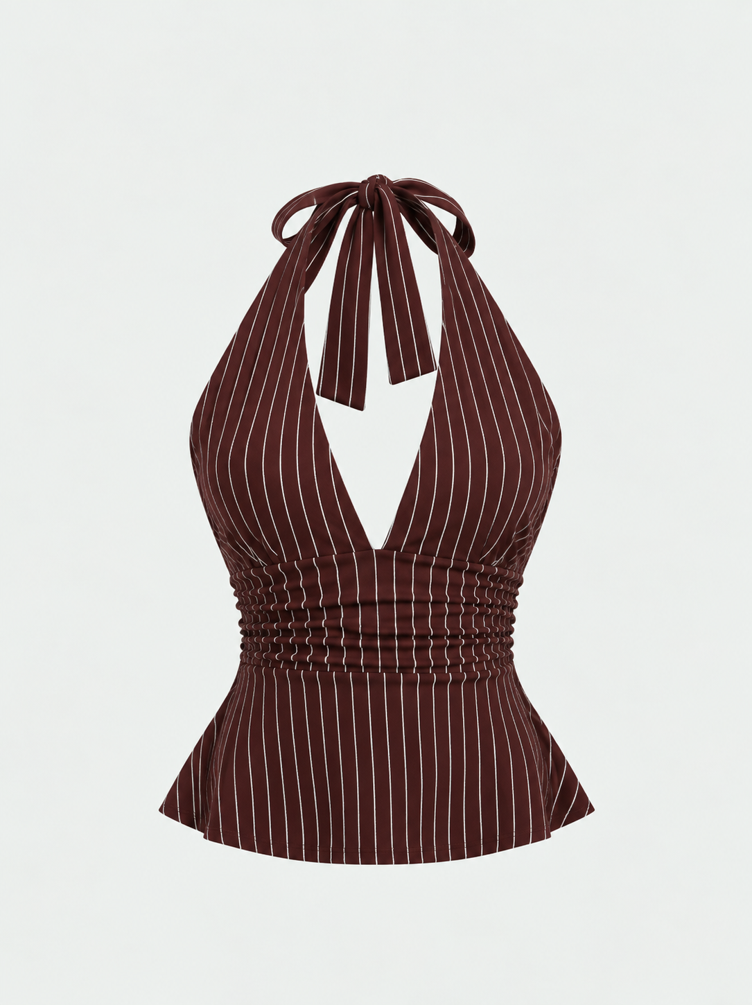 Ribbed Halter Peplum Top
