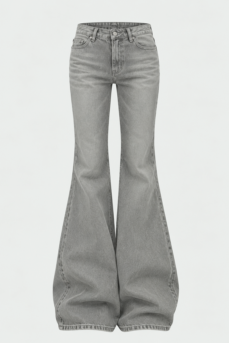 Ash Grey Flare Jeans