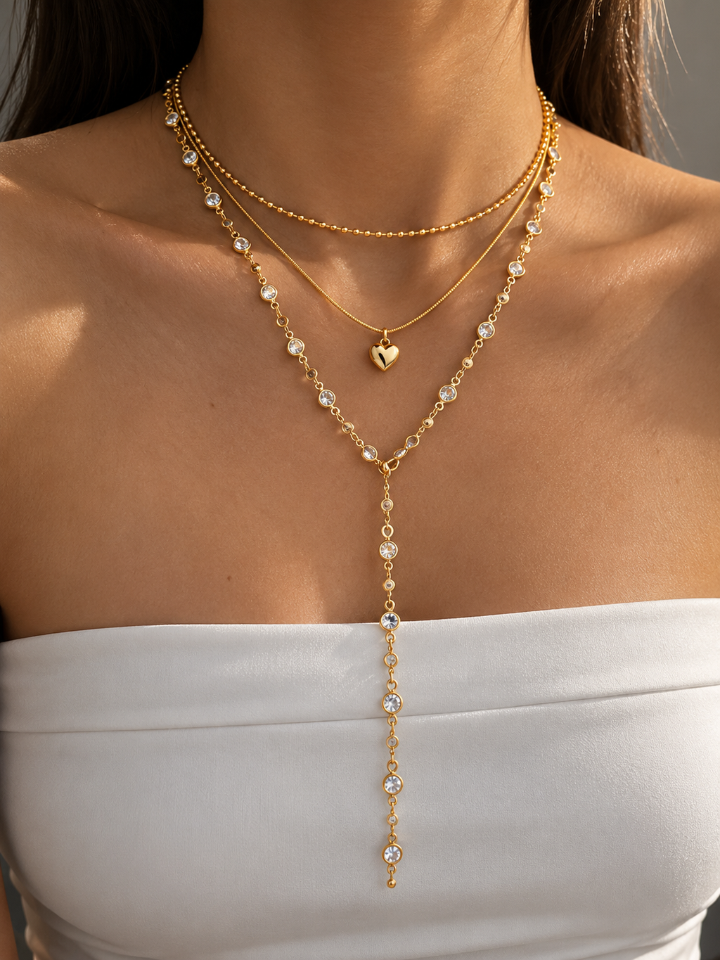 Golden Drop Layered Necklace