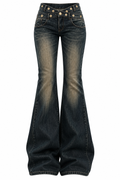 Studded Low Rise Flare Jeans