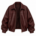 Burgundy Leather Bomber Jacket