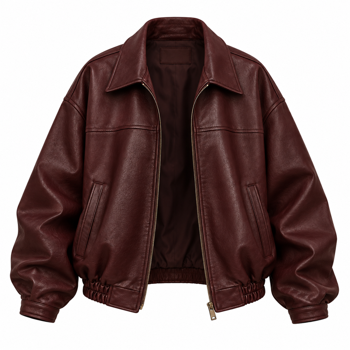 Burgundy Leather Bomber Jacket