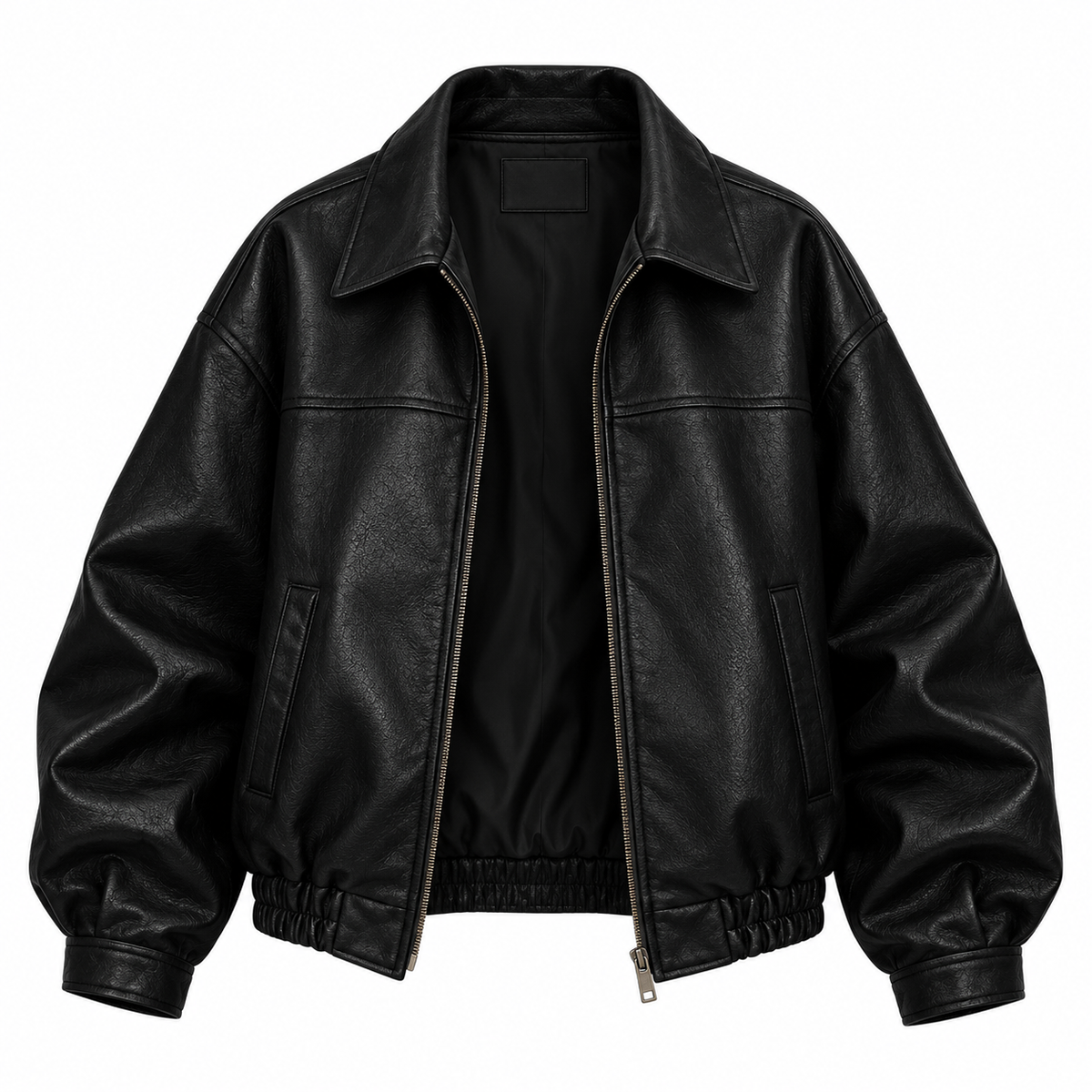 Noir Leather Bomber Jacket