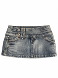 Vintage Wash Denim Mini Skirt