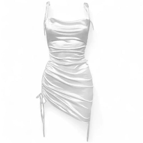 Black & White Ruched Mini Dress