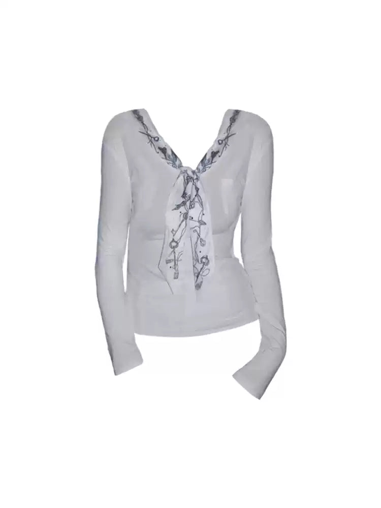 Lace Tie Front Top