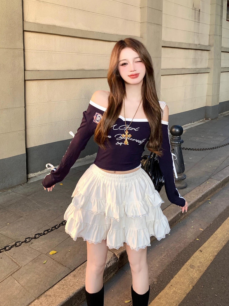 Midnight Varsity Lace Top
