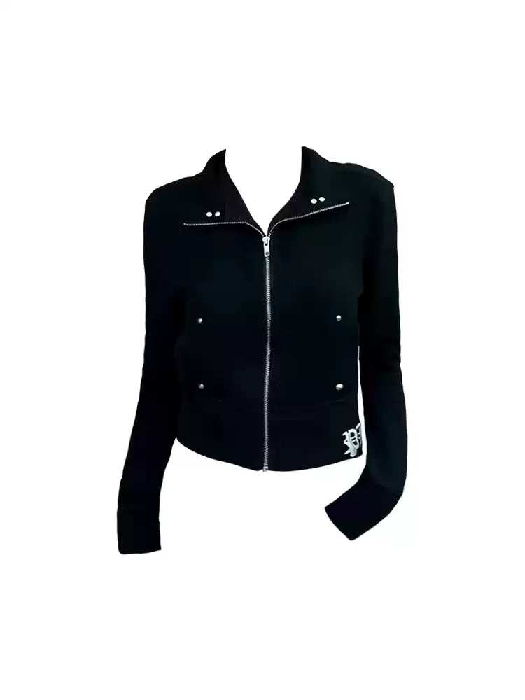 Studded Zip-Up Moto Jacket
