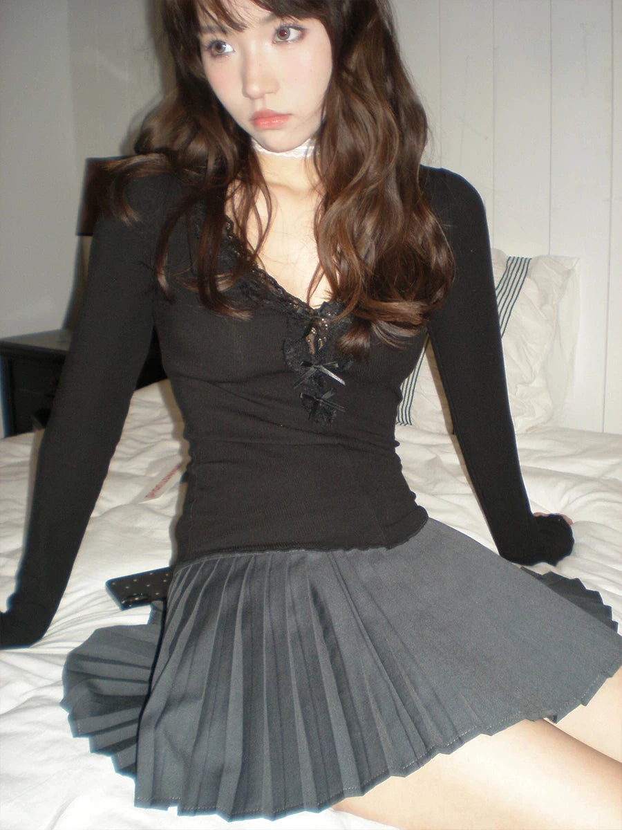 Noir Lace Tie Top
