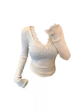Lace Trim Ribbed Knit Top