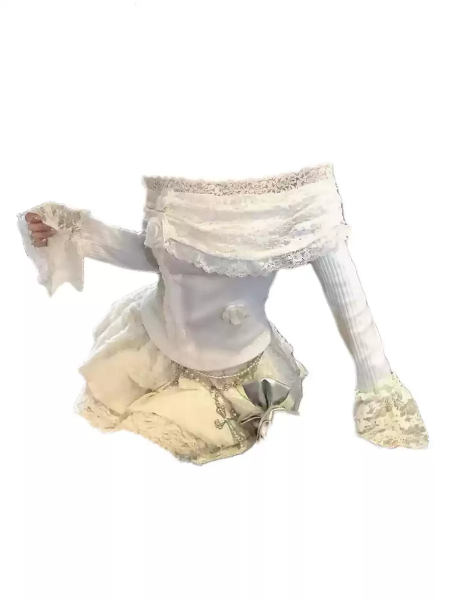 Ivory Lace Bow Set