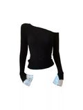 One-Shoulder Lace Cuff Top