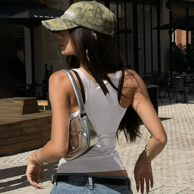 Satin Scoop Neck Tank Top
