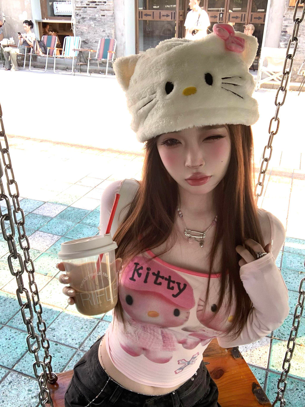 Hello Kitty Long Sleeve Crop Top