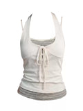Lace Trim Halter Tank Top