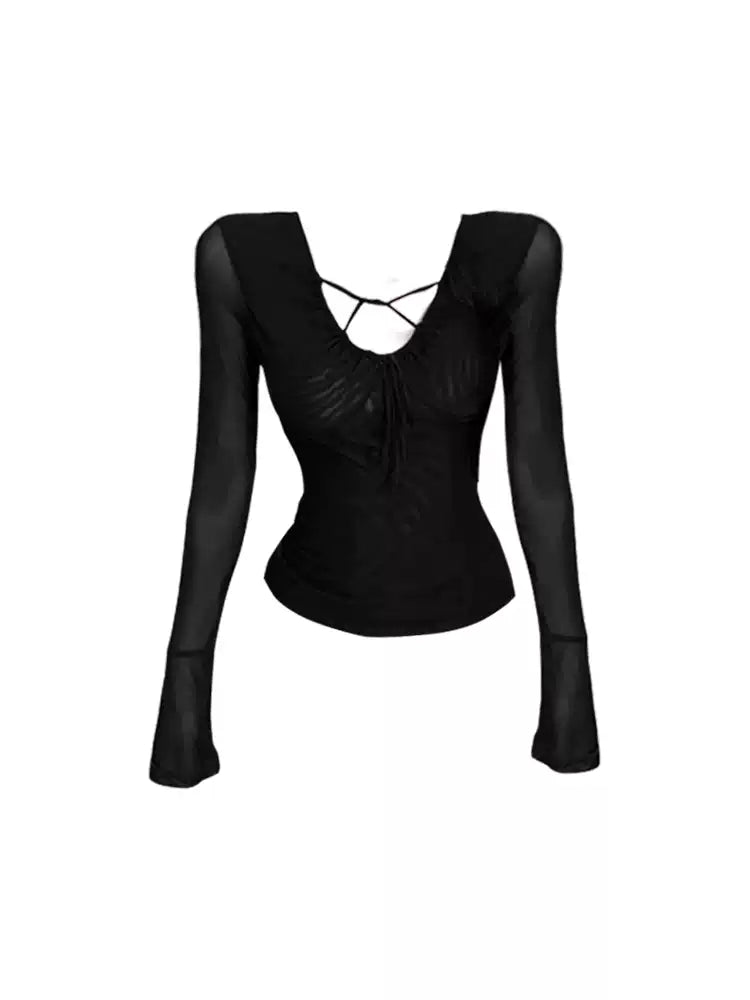 Noir Cross Mesh Top