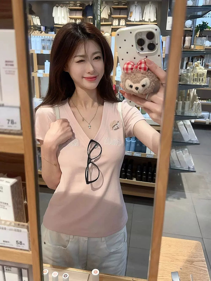 Blush Charm V-Neck Baby Tee