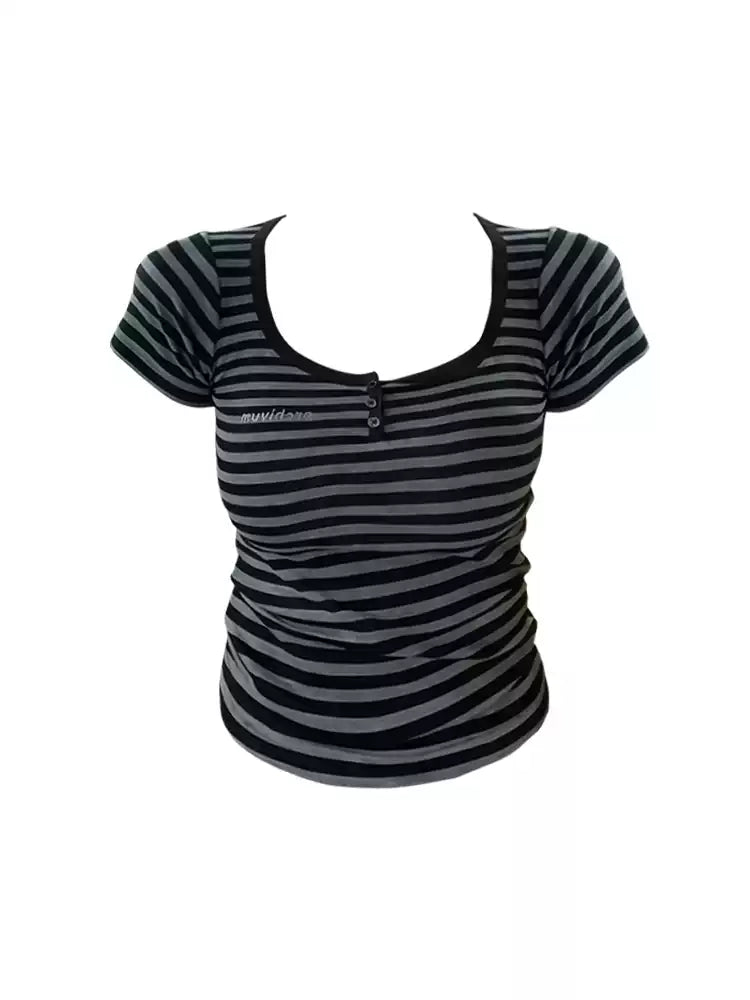 Shadow Stripe Henley Tee