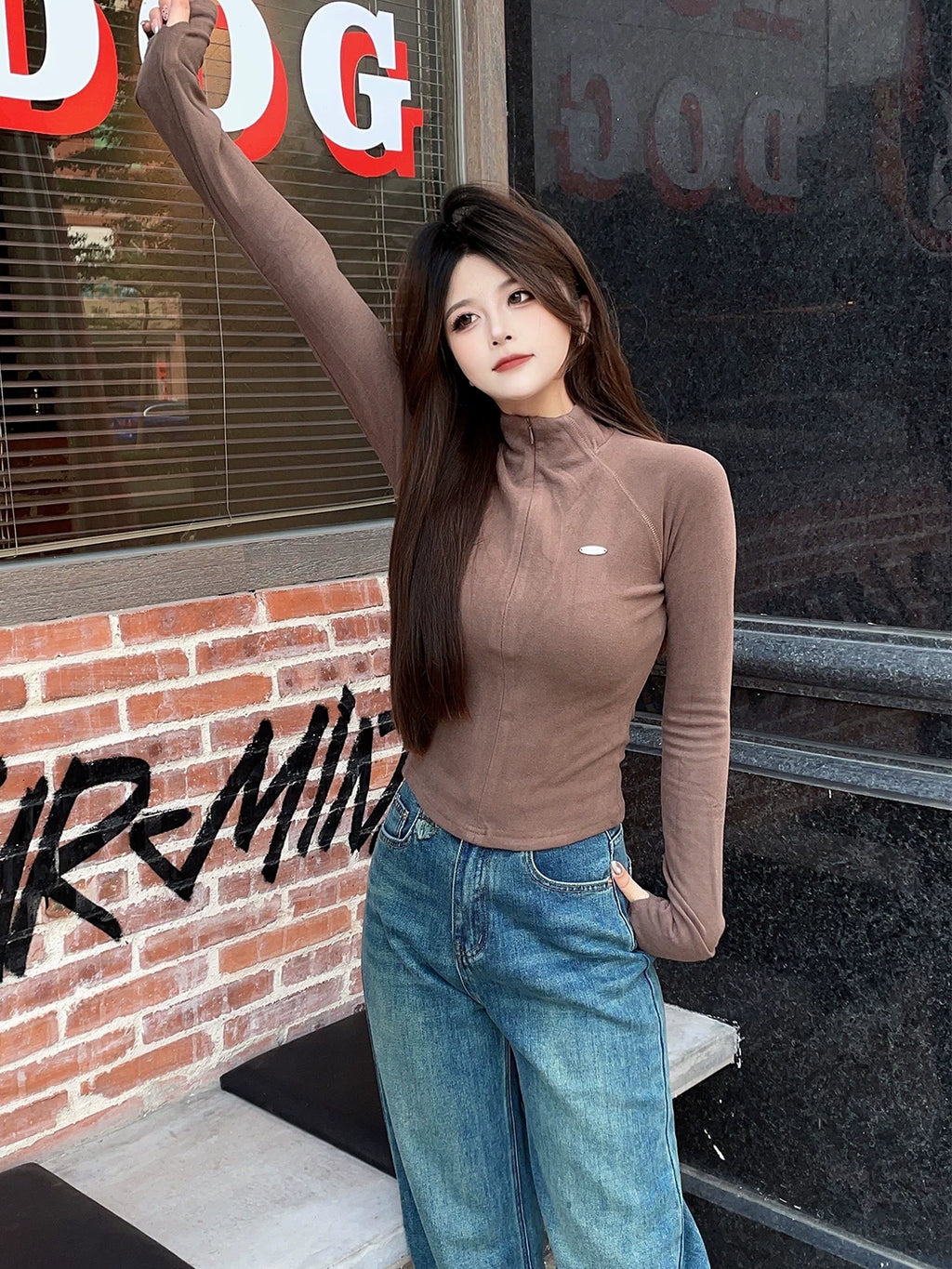 Half-Zip Mock Neck Performance Top