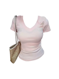 Blush Charm V-Neck Baby Tee