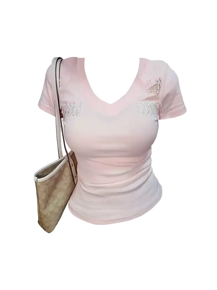 Blush Charm V-Neck Baby Tee
