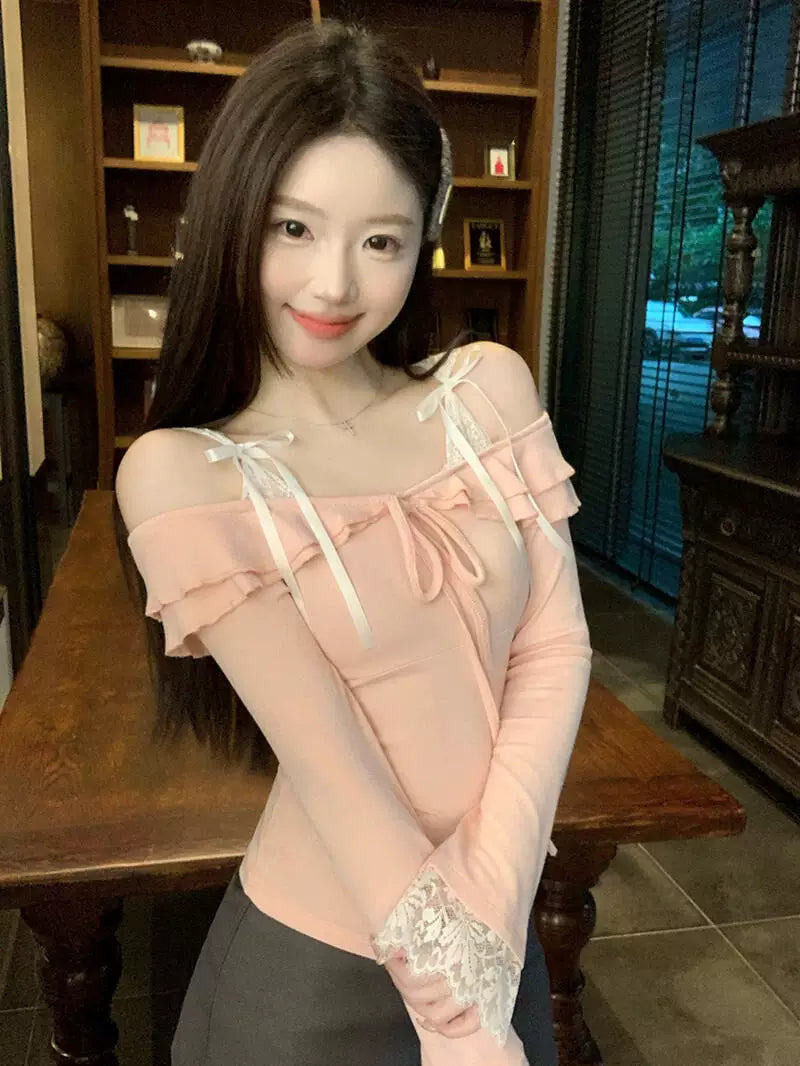Lace Tie Off-Shoulder Corset Top