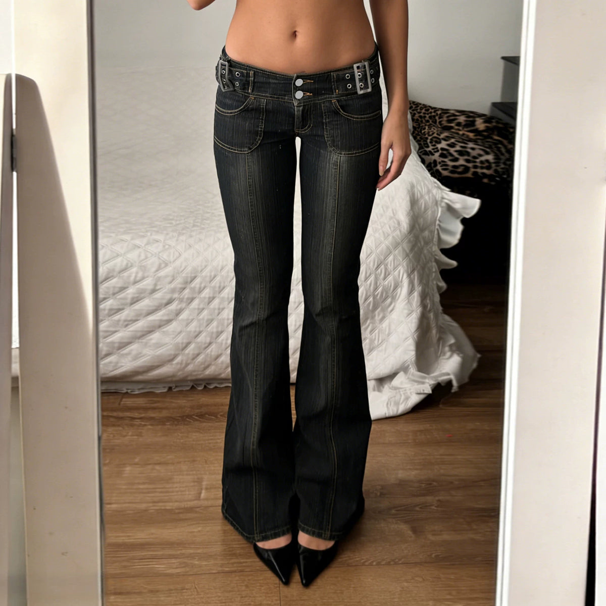 Low Rise Flare Denim Jeans