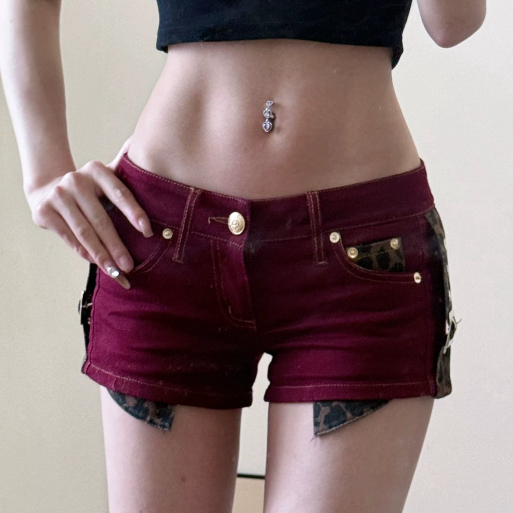 Rise Buckle Denim Shorts