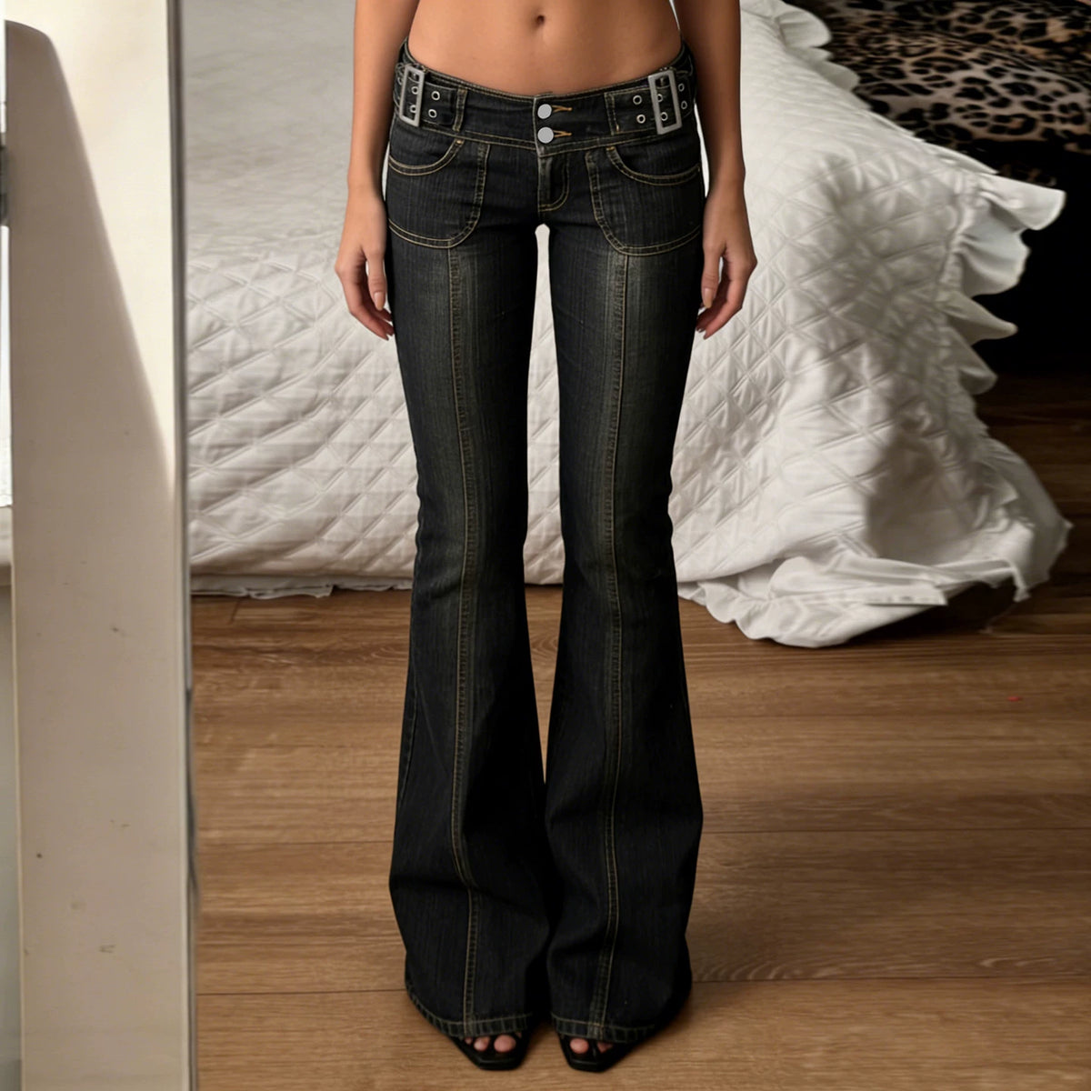 Low Rise Flare Denim Jeans