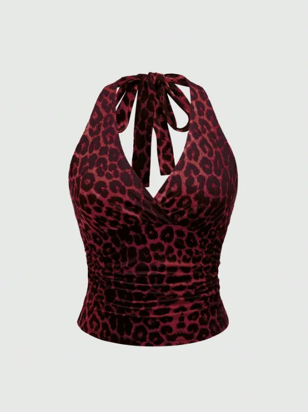Crimson Wild Halter Top