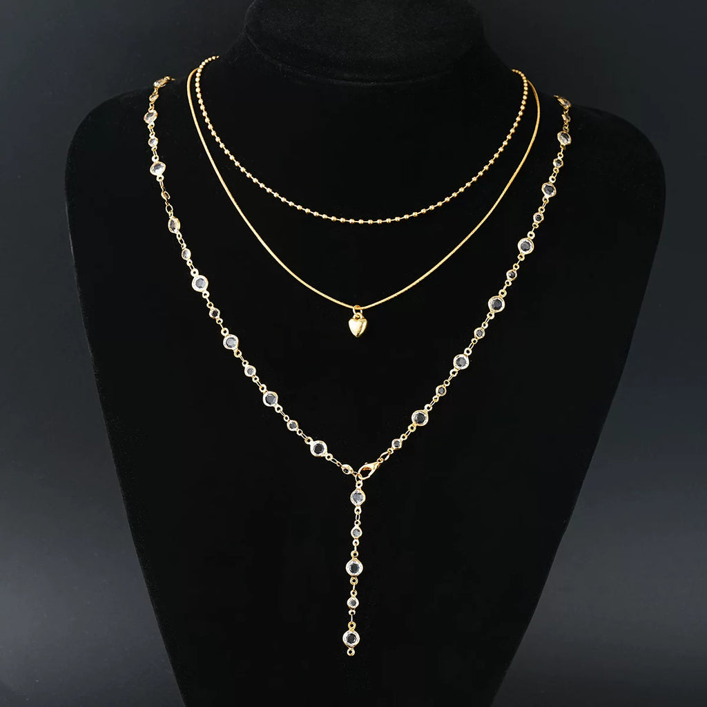 Golden Drop Layered Necklace