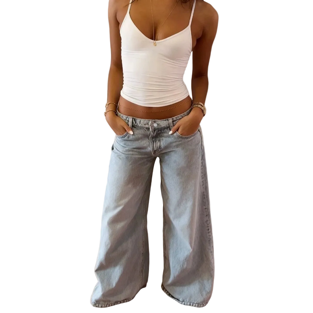 Cloud Wash Wide Leg Jeans
