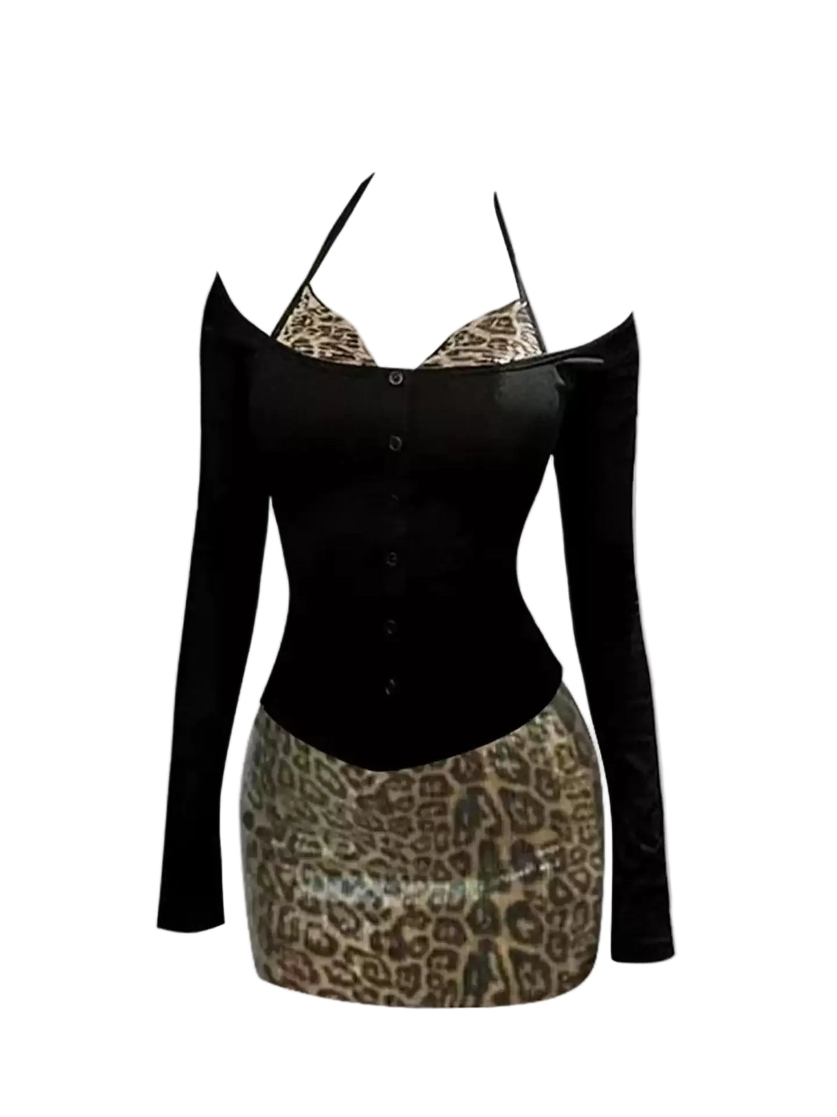Leopard Corset Layered Top