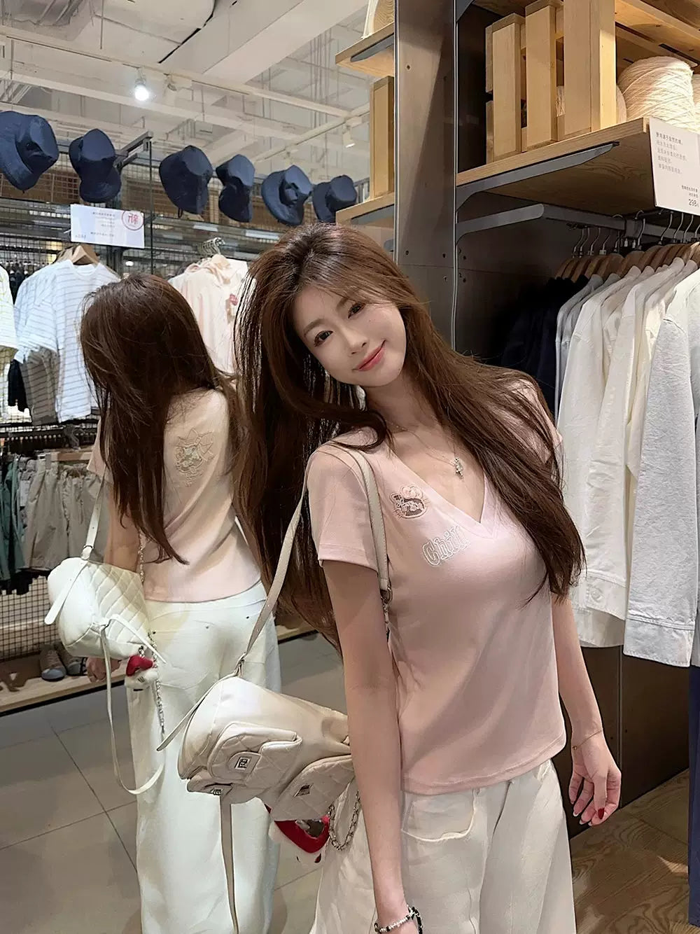 Blush Charm V-Neck Baby Tee