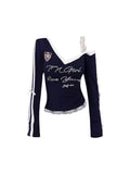 Midnight Varsity Lace Top