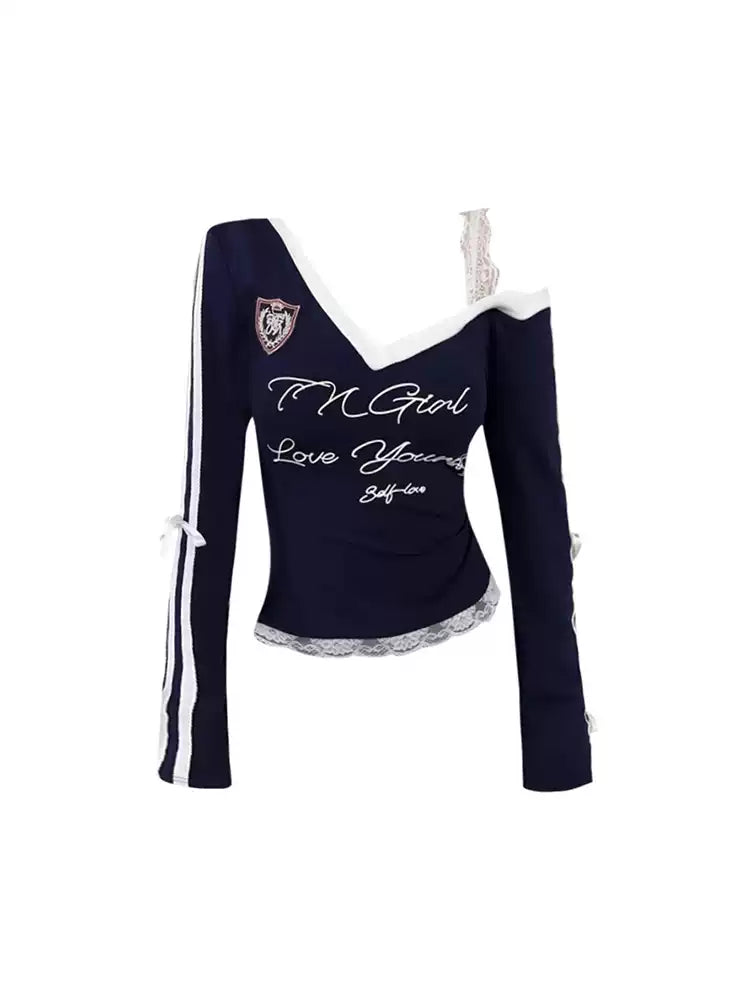 Midnight Varsity Lace Top