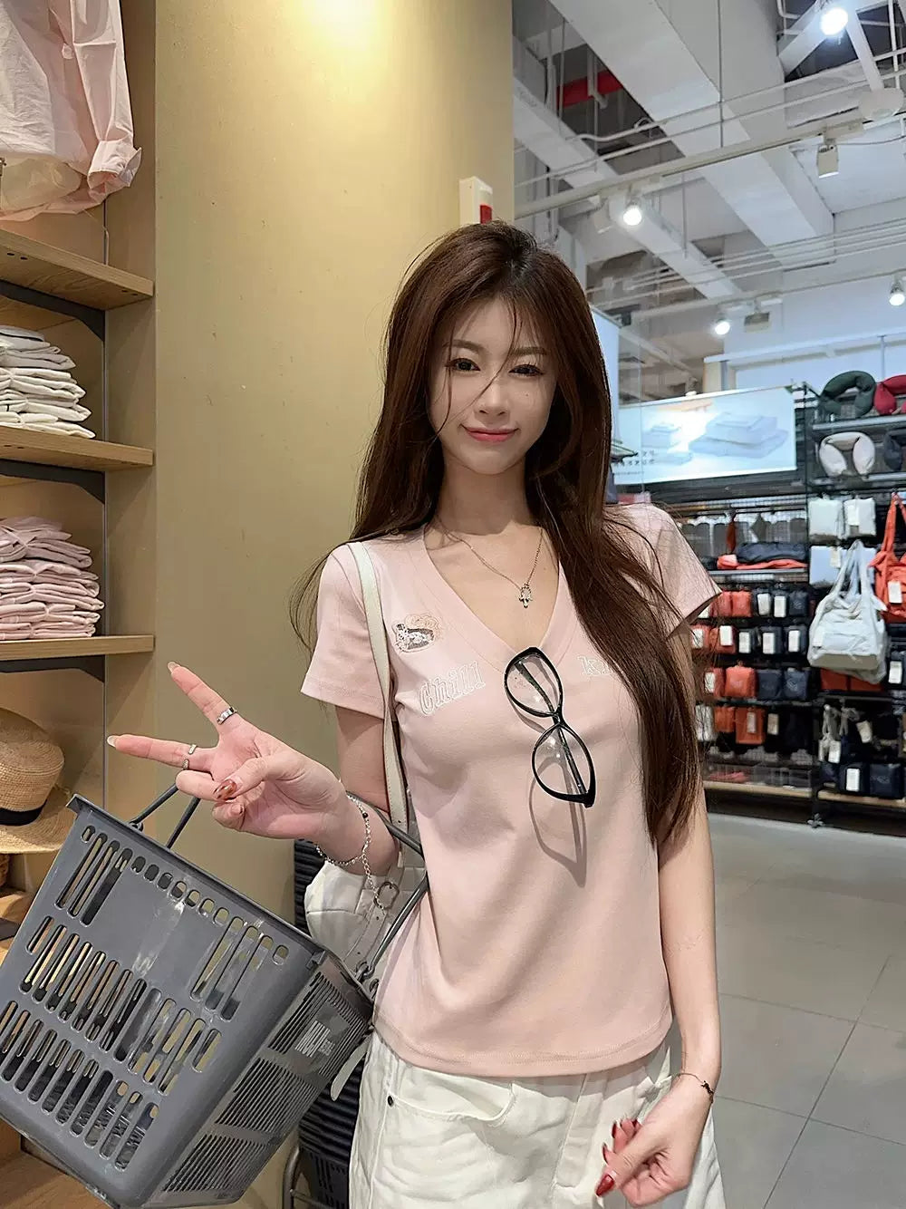 Blush Charm V-Neck Baby Tee