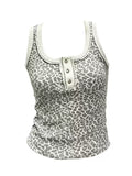 Leopard Henley Tank Top
