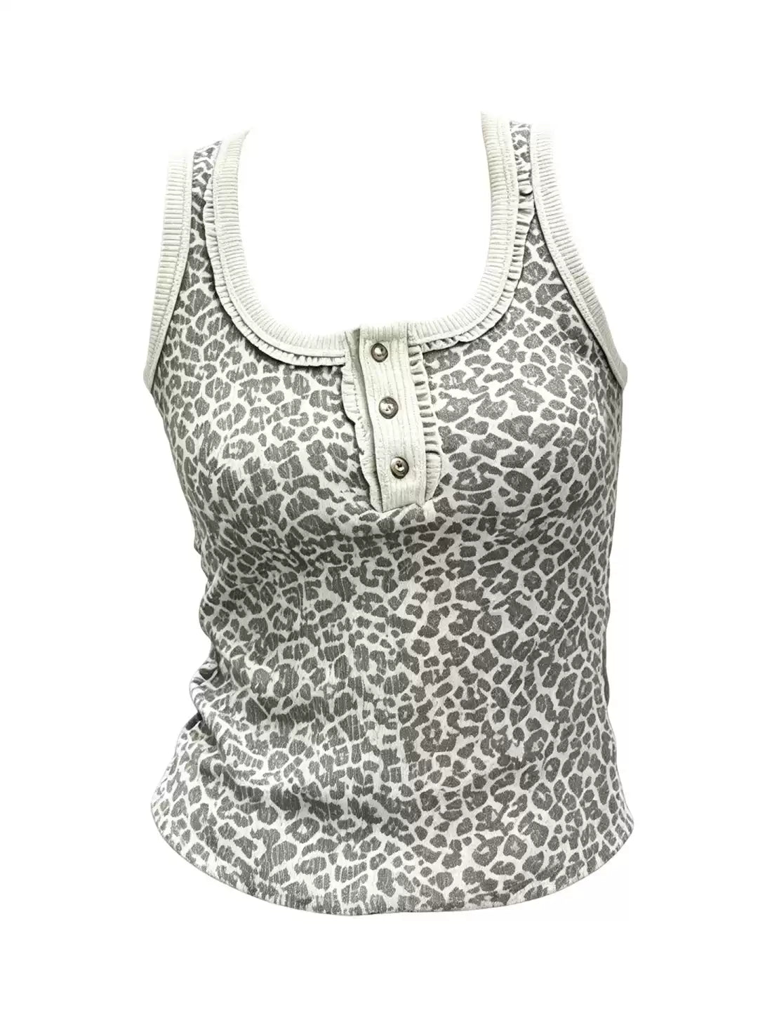 Leopard Henley Tank Top