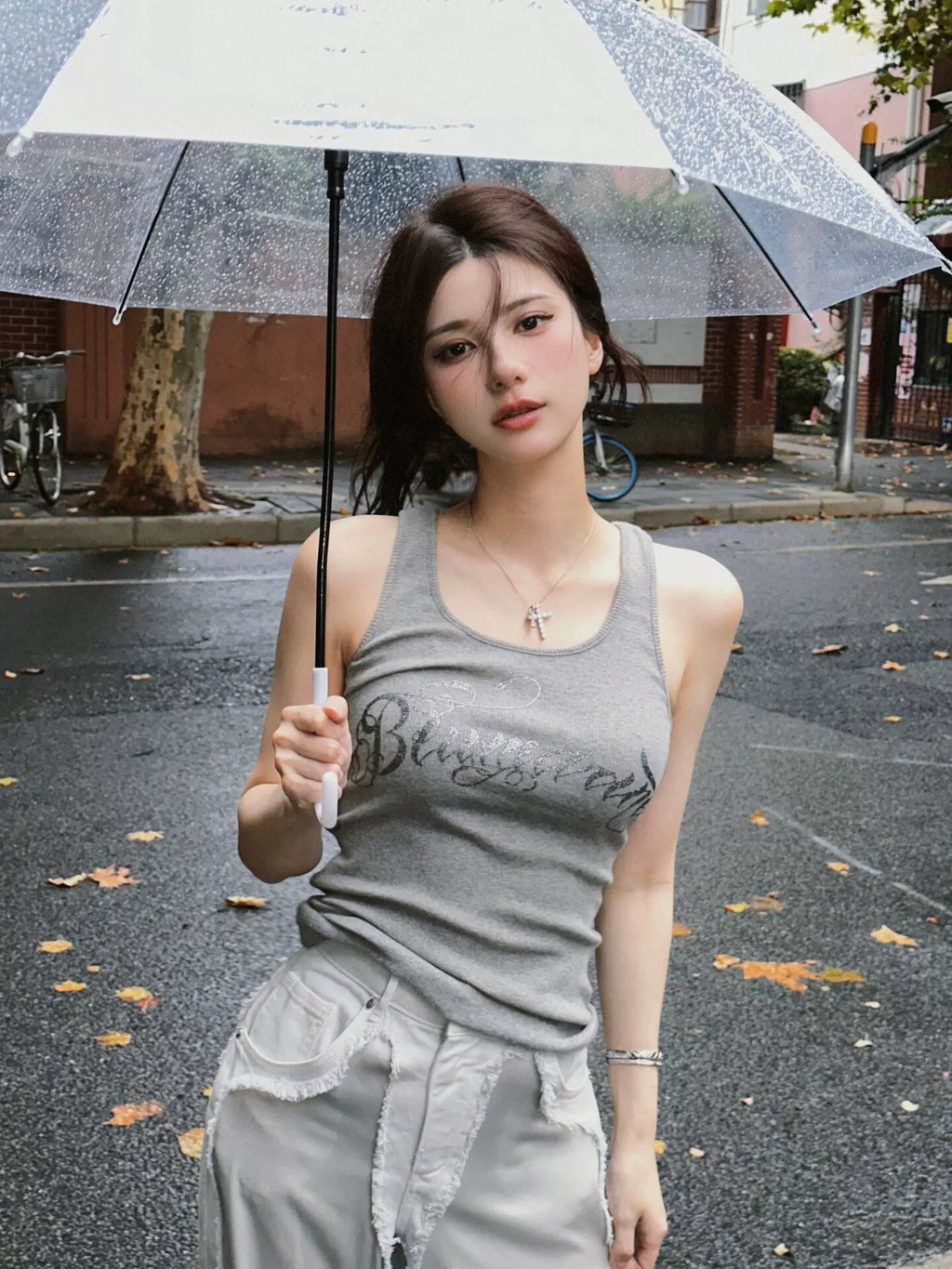 Ruched Graphic Tank Top