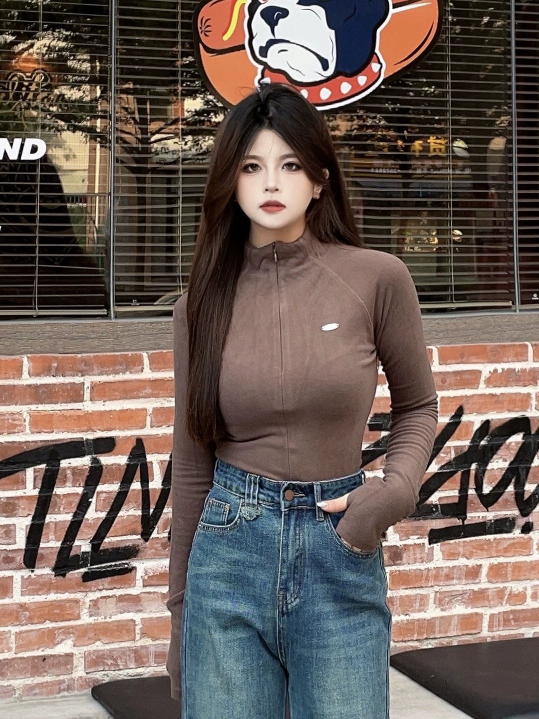 Half-Zip Mock Neck Performance Top