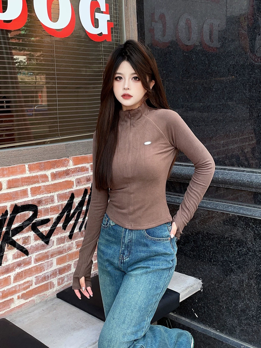 Half-Zip Mock Neck Performance Top