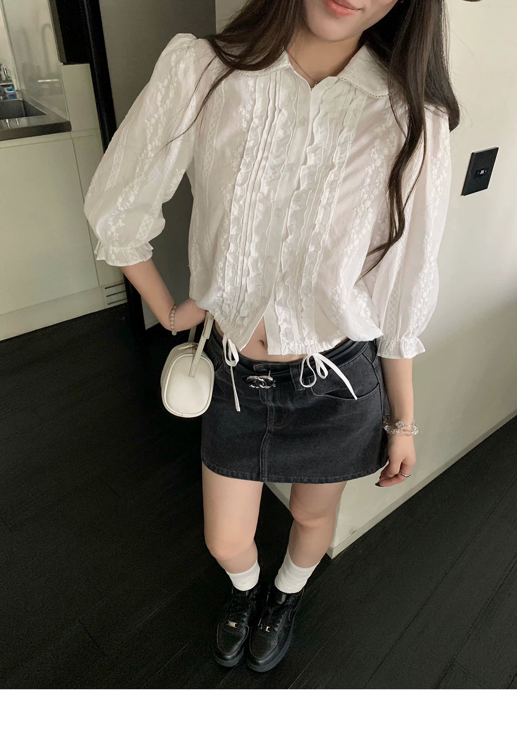 Black Denim Mini Skirt